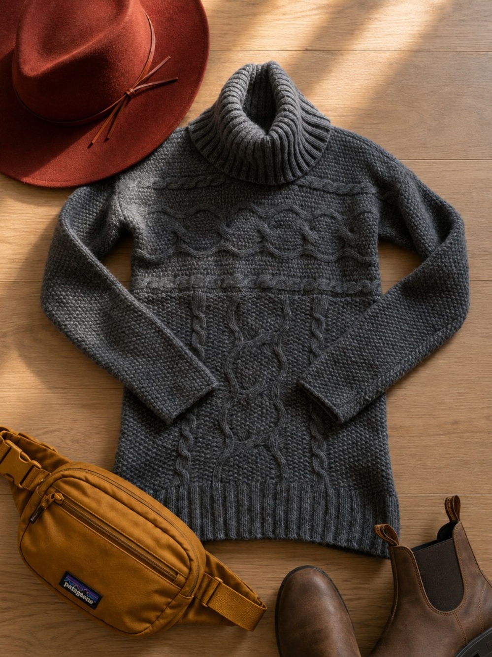 Eddie Bauer Wool Cable-Knit Turtleneck Sweater Women M Fair isle Irish Travel